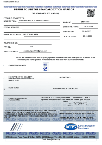 20251028Showergel KEBS Certificate-01